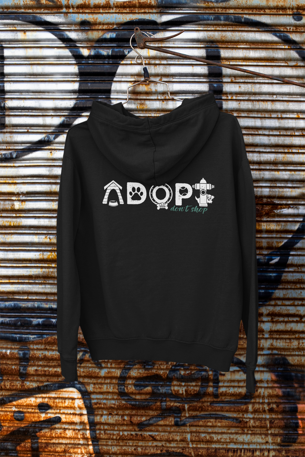 ADOPT (Canine style) Men's/ Unisex Zip Front Hoodie