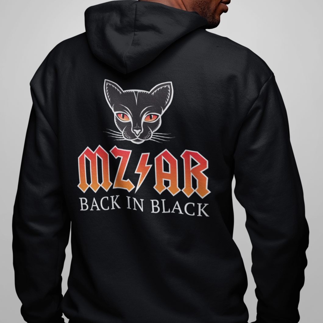 MZ/AR Cat Black In Black Men's/Unisex Zip Front Hoodie