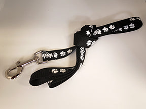 MZ Leash- Black and White Classic Logo (for S-M dogs)